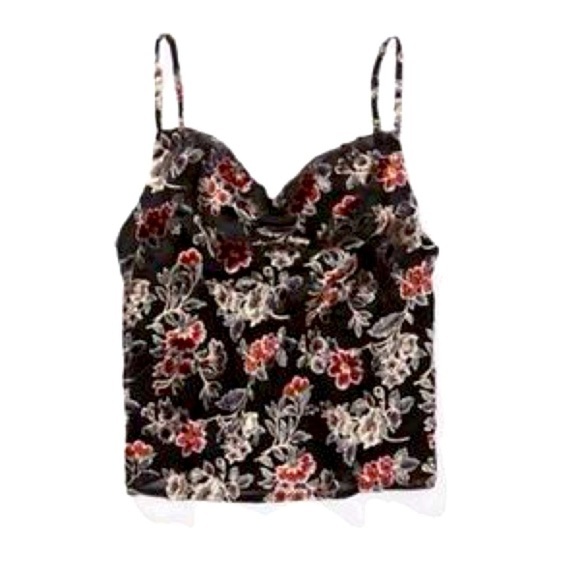 NWT American Eagle VELVET burnout floral Cowl Neck Tank S - Picture 1 of 9